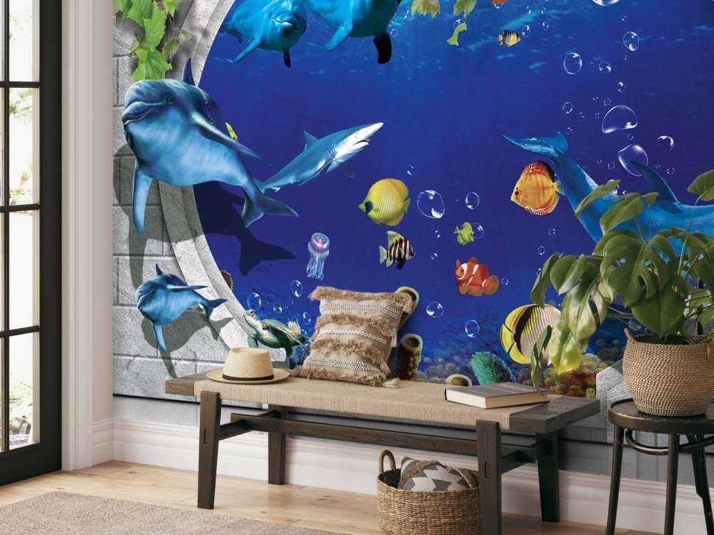 Delfini attraverso il muro