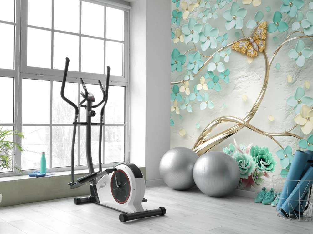 Albero fantasia dorato con fiori verdi