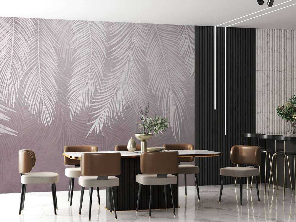 Hojas de palmera sobre hormigón