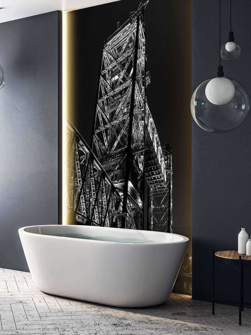 Ex ponte ferroviario De Hef a Rotterdam in bianco e nero