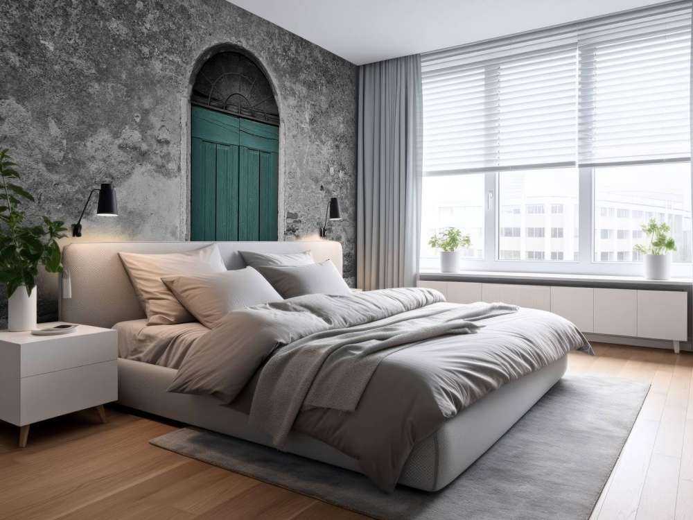 Porta verde in un vecchio muro