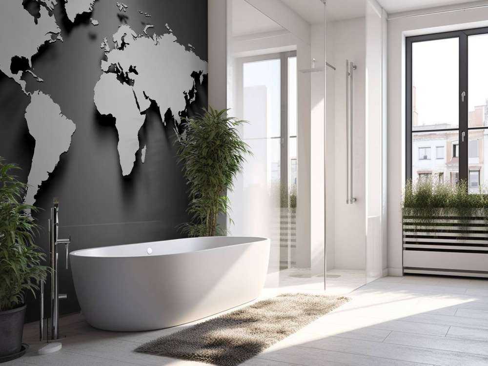 Mappa del mondo in 3D nero